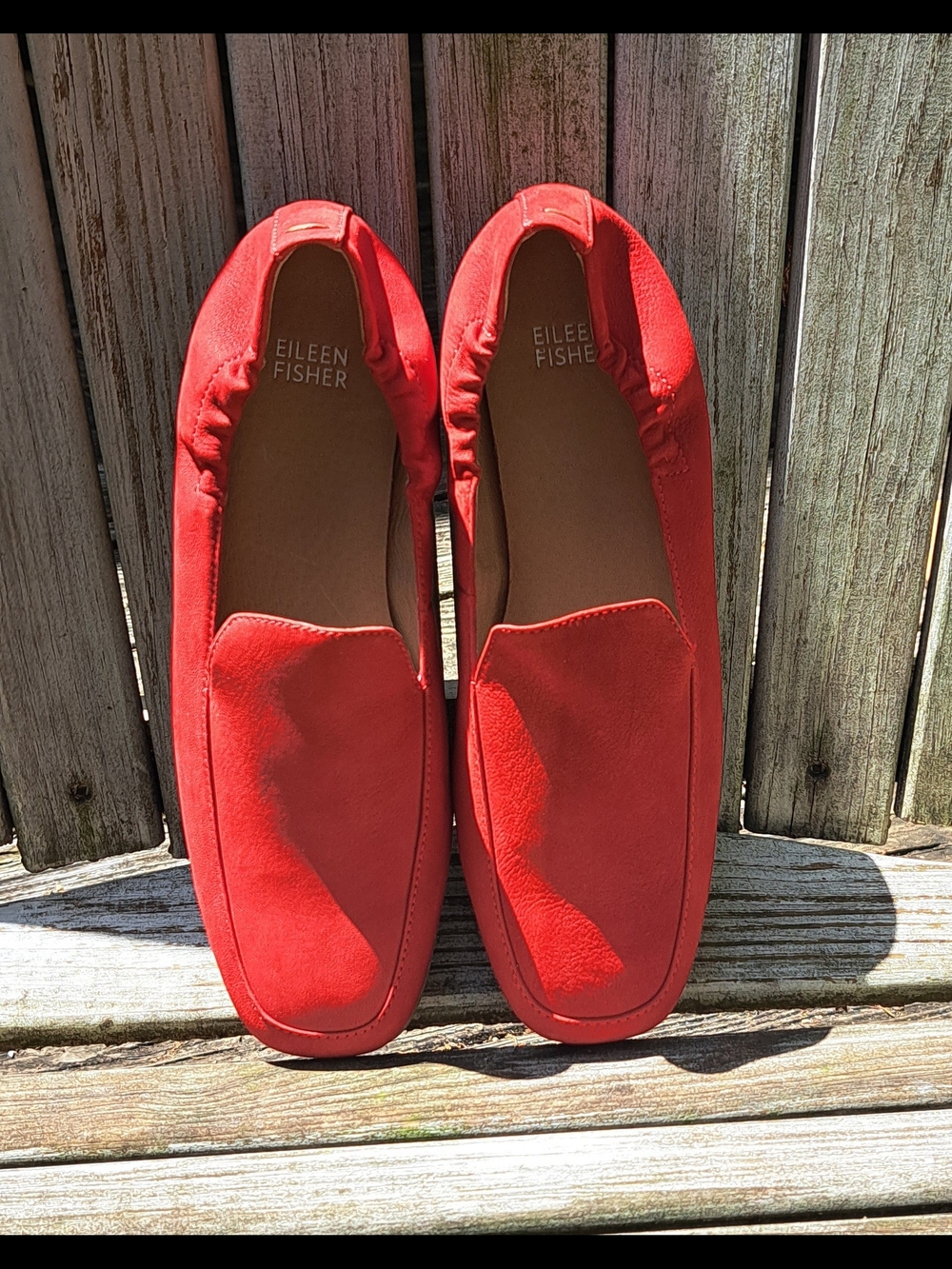 Eileen Fisher Red Suede Loafers